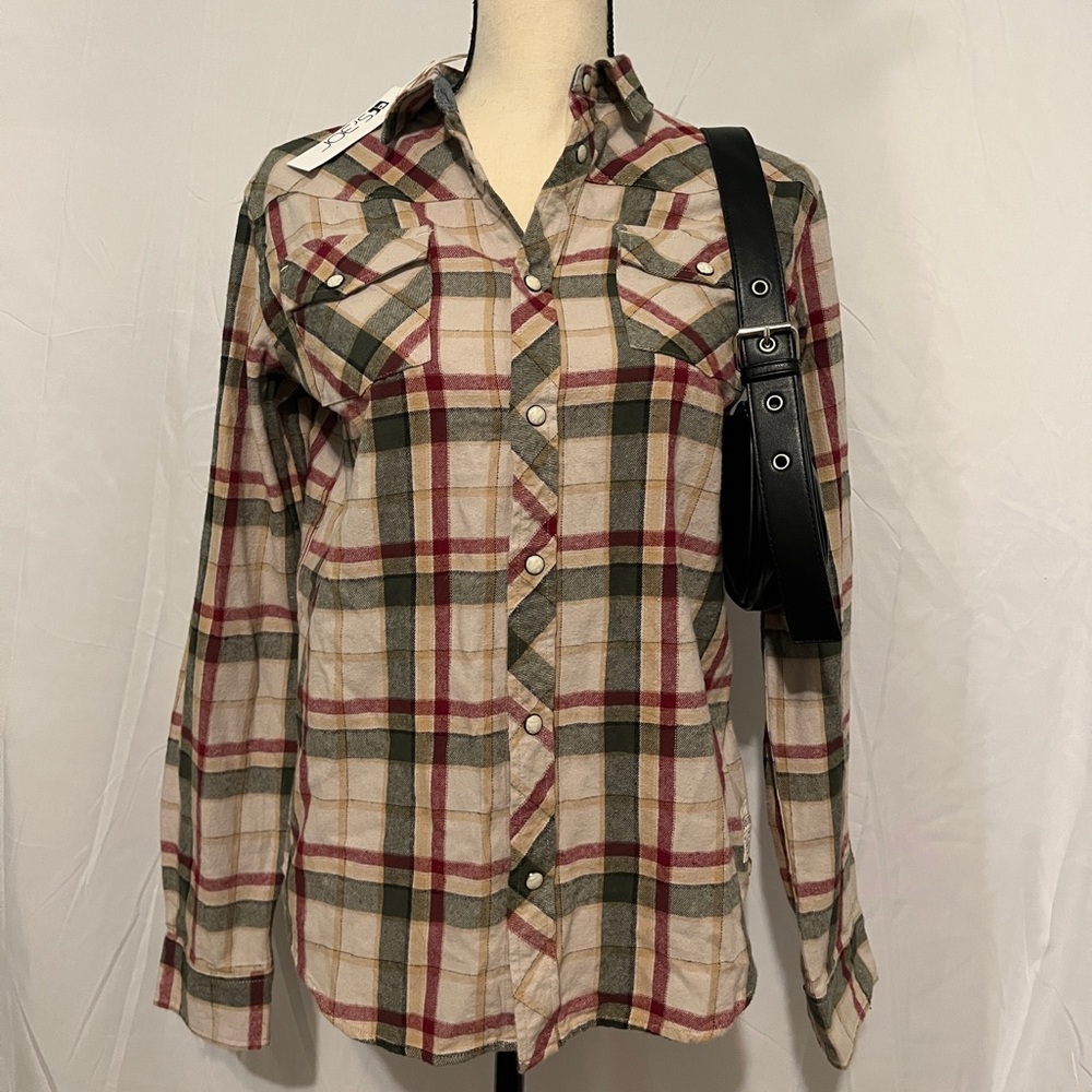 Joe's Jeans Red and Green Fitted Button Down Shirt